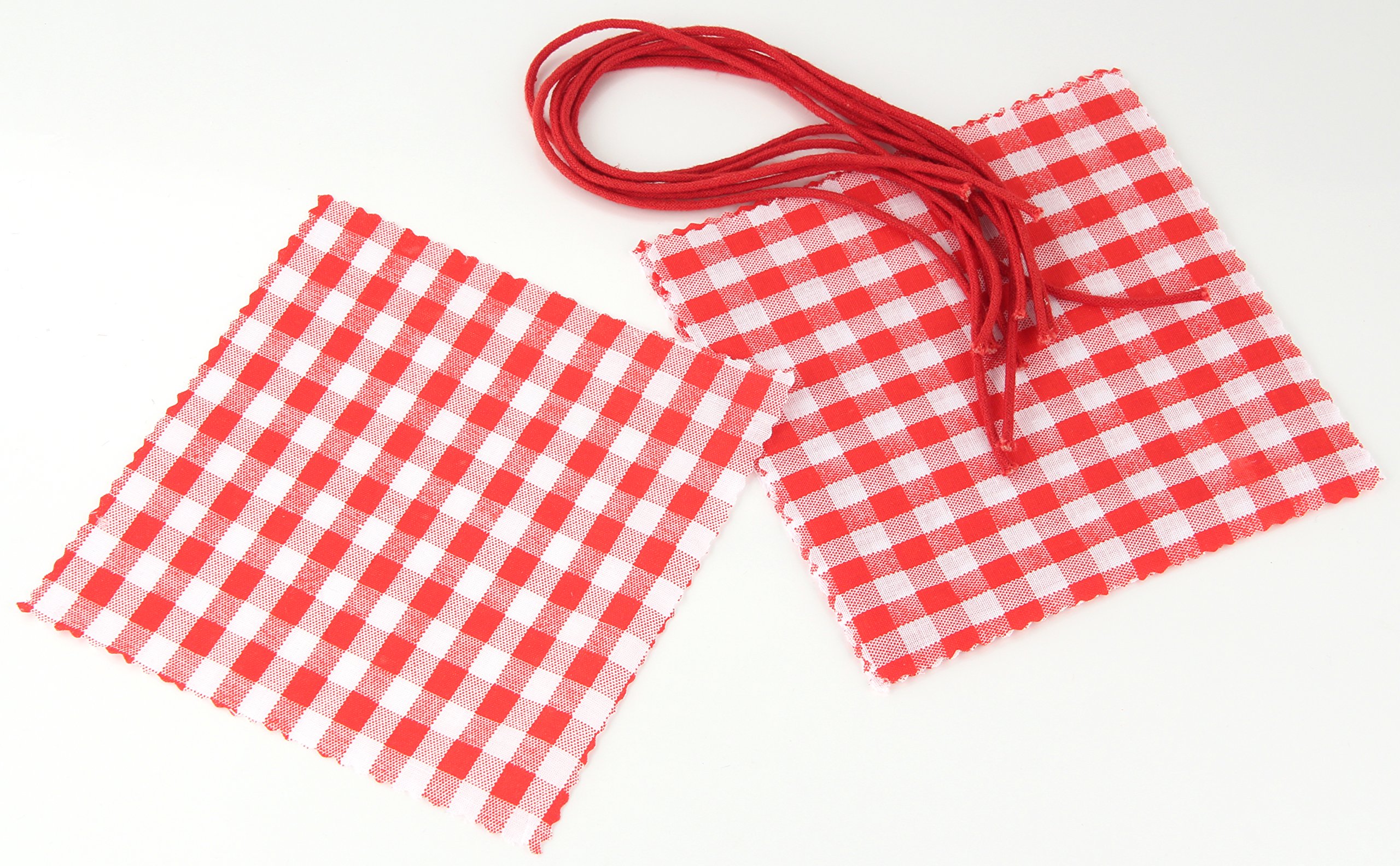 Fackelmann Pack of 6 Doilies with Cord for Mason Jars, Cotton Jam Doilies (Colour: Red/White)