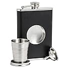 Shot Flask - Stainless Steel 8 oz Hip Flask, Built-in Collapsible 2 Oz. Shot Glass & Flask Funnel - Everything You Need to Pour Shots on the Go - BarMe Brand