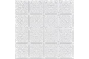 À LA MAISON CEILINGS A la Maison Ceilings R125 Emma's Flowers Foam Glue-up Ceiling Tile (21.6 sq. ft./Case), Pack of 8, Plain White