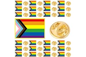 CINFAC 25/50/100/200 pieces metal rectangular Progress Pride Pin Rainbow Gay Flag LGBTQ Inclusive Progressive Lapel Pins for clothing Backpack decoration Souvenir gift badge Bulk
