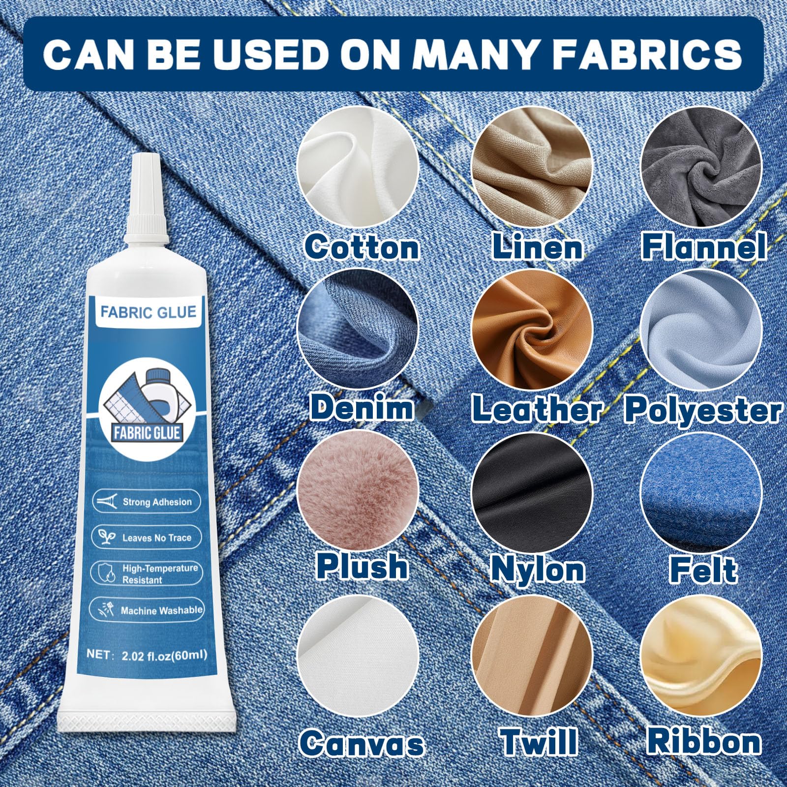 120 ml Stoffkleber Textilkleber Waschmaschinenfest, für Textilien Stoffe Polyester Jeans Baumwolle, Textilkleber extra stark, transparent & wasserfest ohne Rückstände 6