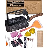 YumOmNom Tamagoyaki Pan with Lid, Japanese Cookware, Egg Pan, Rectangle Frying Pan, Kitchen Accessories, Square Pan, Omelette Maker Nonstick (With Glass Lid)