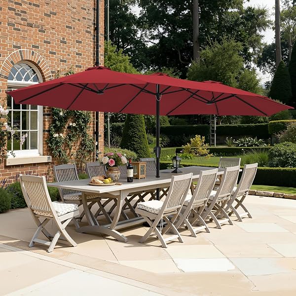 corner patio umbrella Outsunny 10 ft Offset Patio Umbrella with Cover, Round Hanging Cantilever Umbrella with 6-Position 360 Rotation, Crank Handle, Tilt, Grayish Brown