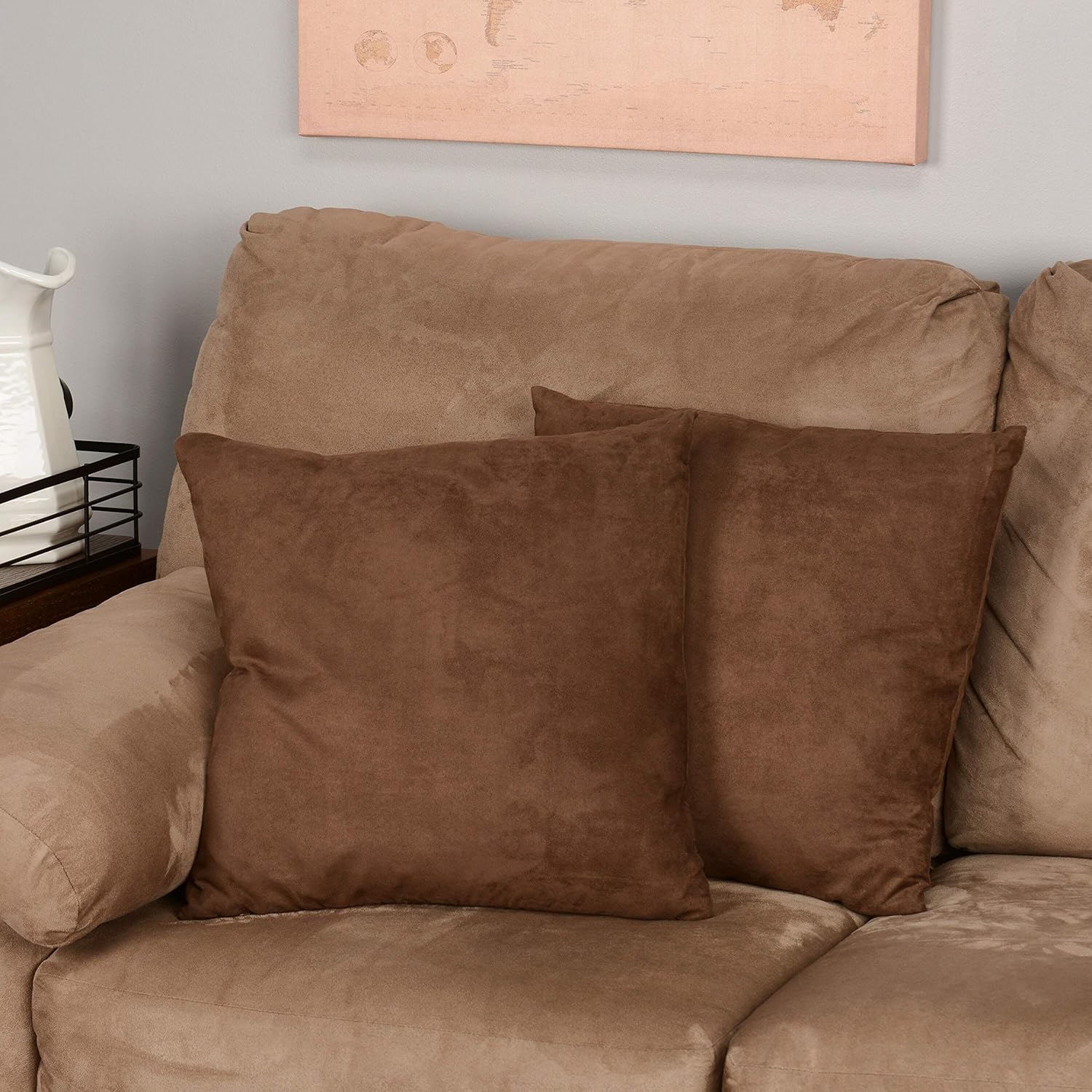 Amazon.com: Chocolate Microsuede Feather and Down Filled Throw Pillows (Set of 2) Brown