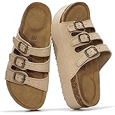 Project Cloud 100% Genuine Leather Platform Sandals Women Footwear - Comfortable Womens Slides Memory Foam Insole - Non Slip Water-Resistant 3-Strap Wedge Sandals for Women 2026 (Dyan)