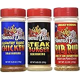 Famous Daves Seasonings 3 Pack Bundle - Steak Burger, Rib Rub and Country Roast Chicken
