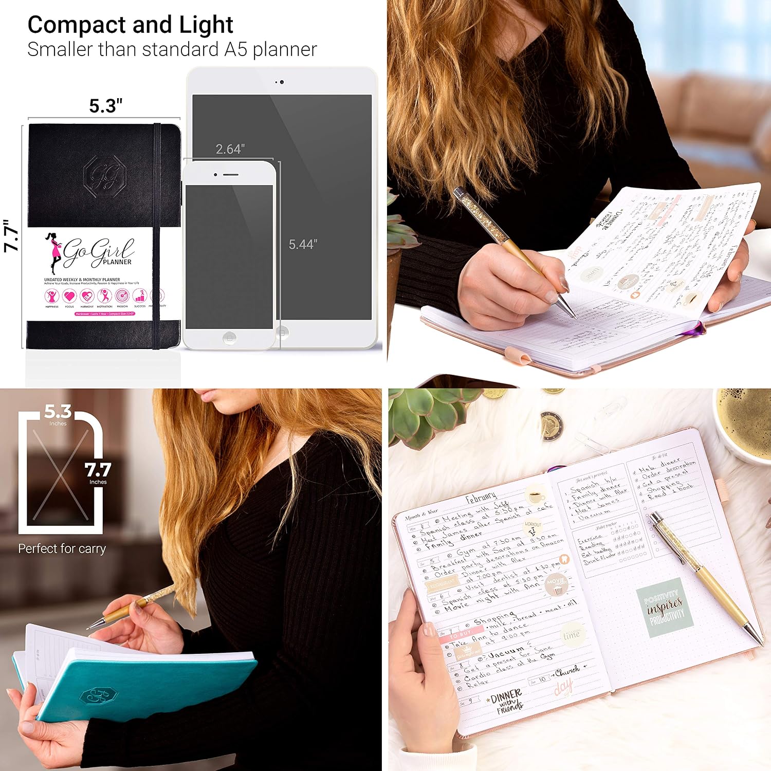 GoGirl Planner and Organizer for Women, Compact Size Weekly Planner, Goals Journal & Agenda to Improve Time Management - Image 3