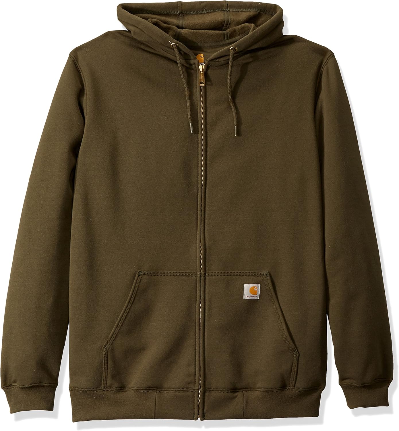 Carhartt Men's Big Big & Tall Midweight Zip Front Hooded Sweatshirt K122, Moss, 3X-Large/Tall at  Men’s Clothing store