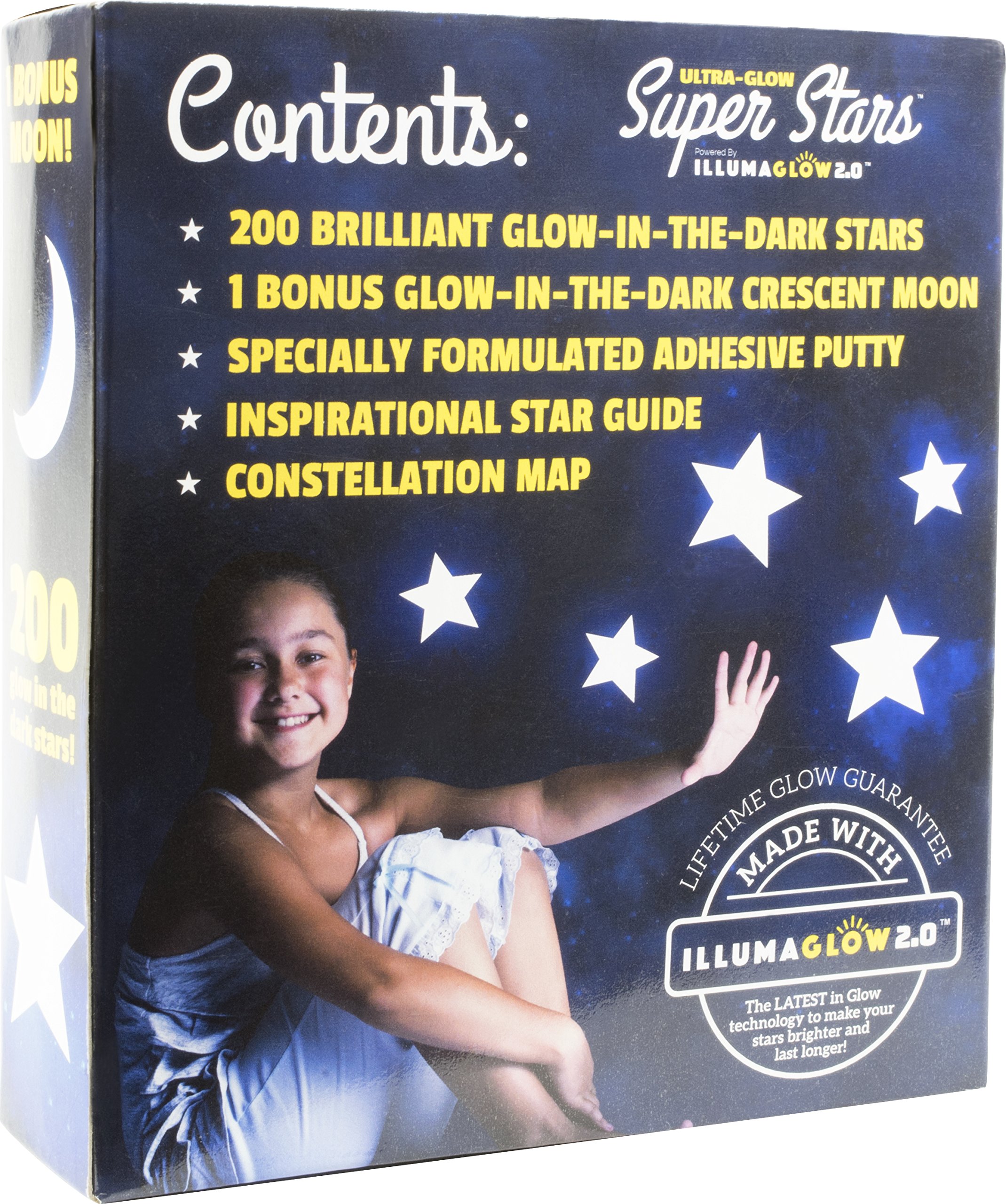 Glow in The Dark Stars for Ceiling - Includes Installation Putty, Bonus Moon and Star Constellation Guide, Only Glow in The Dark Stars Powered by Illumaglow2.0