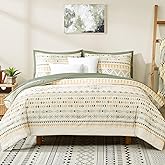 Geniospin Queen Comforter Set - 7 Pieces Reversible Bedding Set, Boho Bed in A Bag, Lightweight Soft Aztec Bedding, All Season Bed Comforter Set with Sheets, Pillowcases & Shams