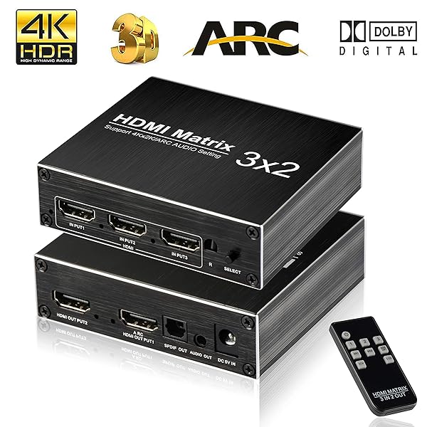 4K HDMI Switch 3x2, befen 4K 60Hz HDR HDMI