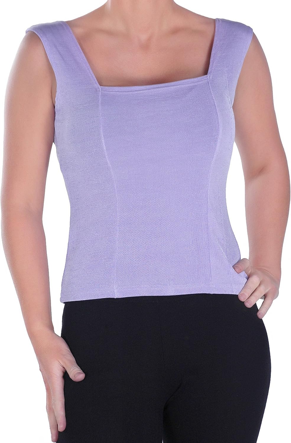 Ladies Sleeveless Square Neck Vest Casual Womens Top Lilac US 08/10