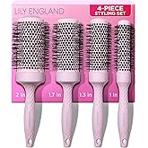 Lily England Round Blow Dry Brush Set for Women - Perfect for Voluminous Blowouts - Ceramic Ionic Technology - Luxury Gift for Her (Pink)