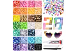 BELLEBOOST 34000Pcs Resin Rhinestones with B7000 Jewelry Glue for Crafting, Multicolors 3mm Non Hotfix Flatback Gems, Bedazzling Crystal for DIY Crafts Clothing Tumblers Mugs Shoes Fabric Decor Nail Art
