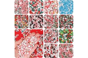 DIYASY 180g Fake Christmas Sprinkles, 6.35 oz Mini Faux Sprinkle Xmas Polymer Clay Slices Non-edible for Crafts Art DIY Cake Decoration Plastic Slime Card Filler Nail Supply 12 Styles