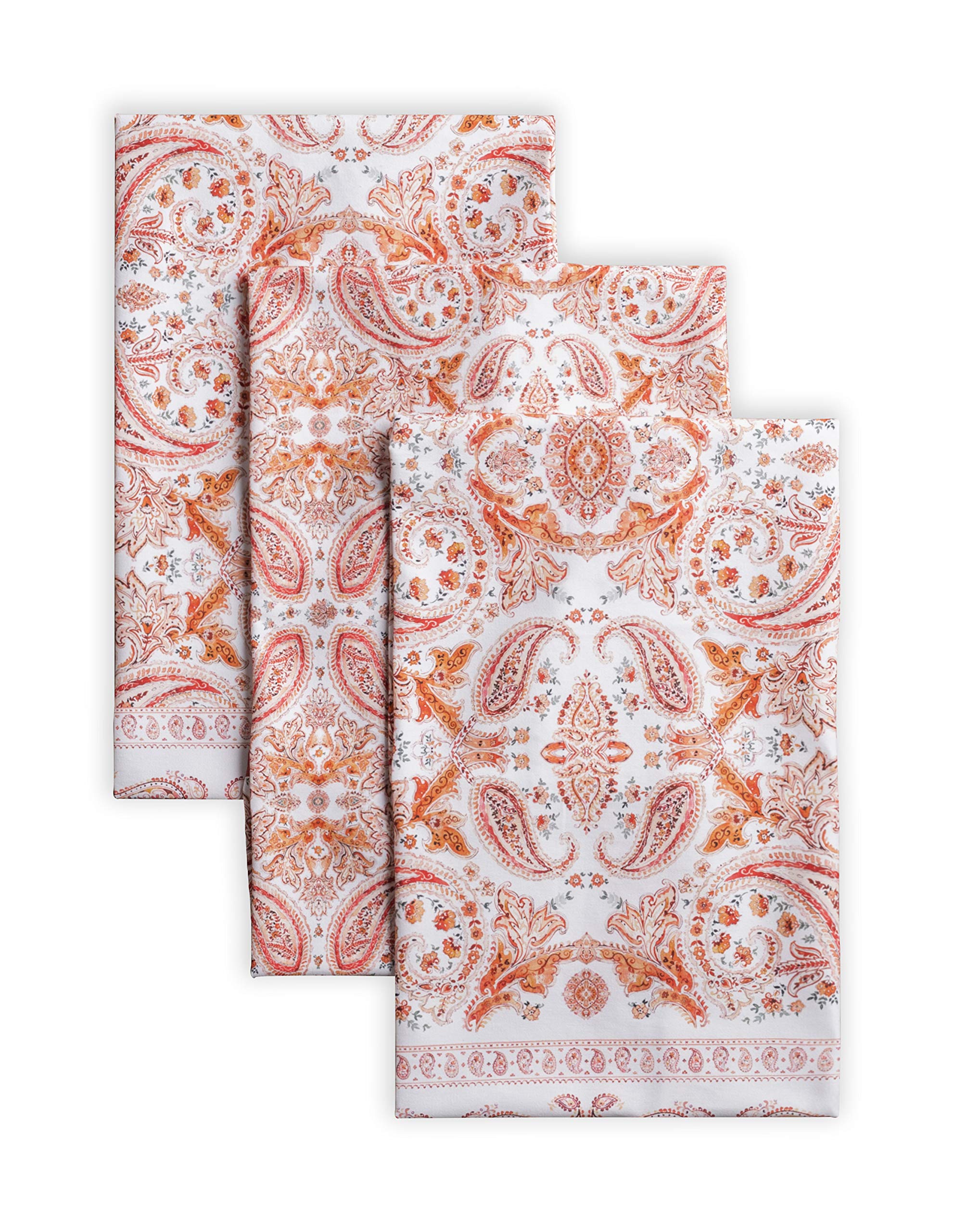 Maison d' Hermine Kitchen Towels Set of 3 100% Cotton 70 CM x 50 CM Reusable Cloth Tea Dish Towels Absorbent with Hanging Loop for Kitchen Dining Christmas Decorations (Orient)