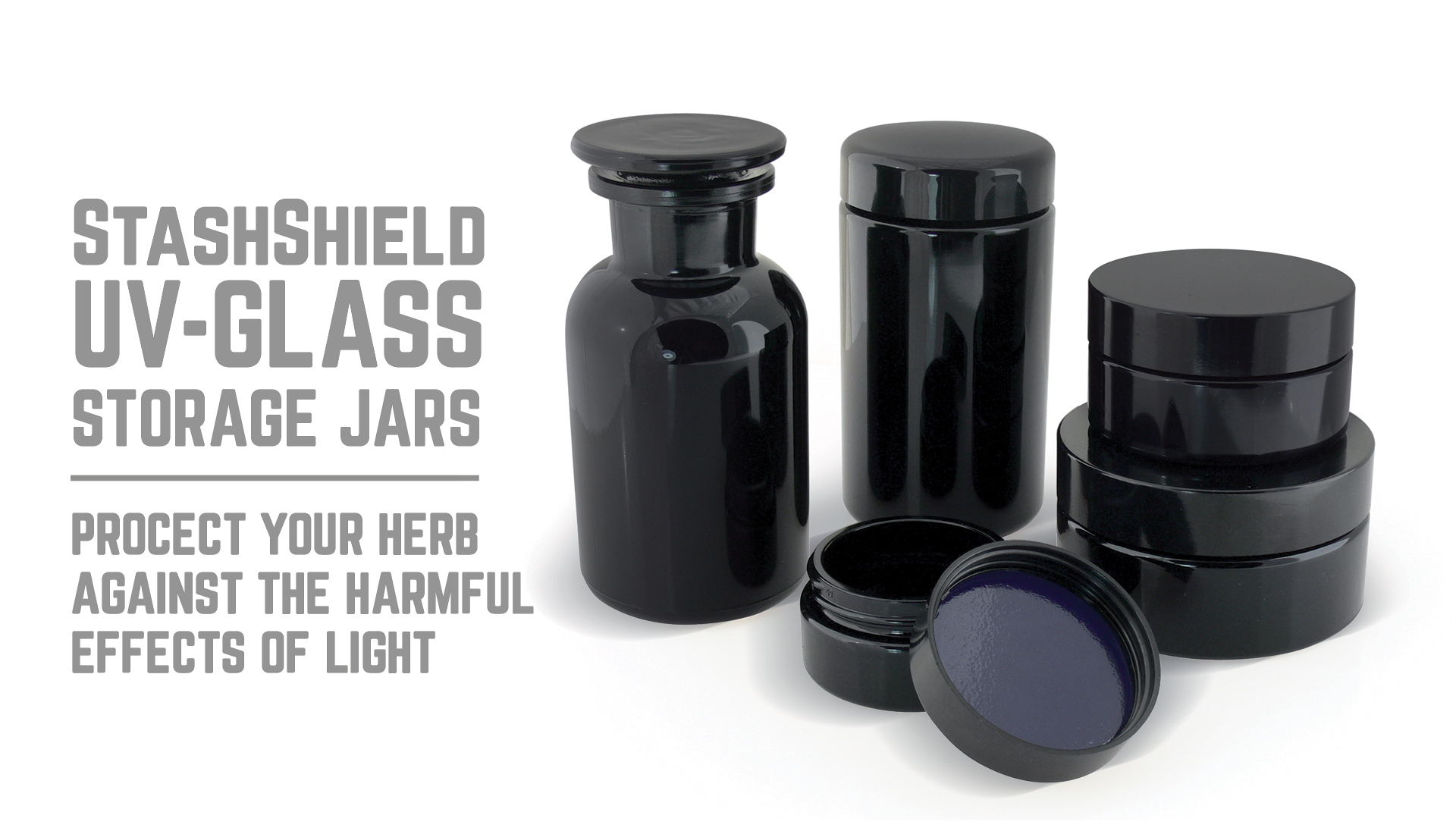 Masterdam Jars 250ml StashShield UV Glass Jar SmellProof Ultraviolet