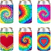 QualityPerfection Can Cooler Sleeve (6 Pack) 12 Oz Neoprene Collapsible Cooler Can, Insulated Can Holder, 4mm Thick Beer &Soda Can Cover, Police Cooler Can Covers(Tie - Dye Mix)