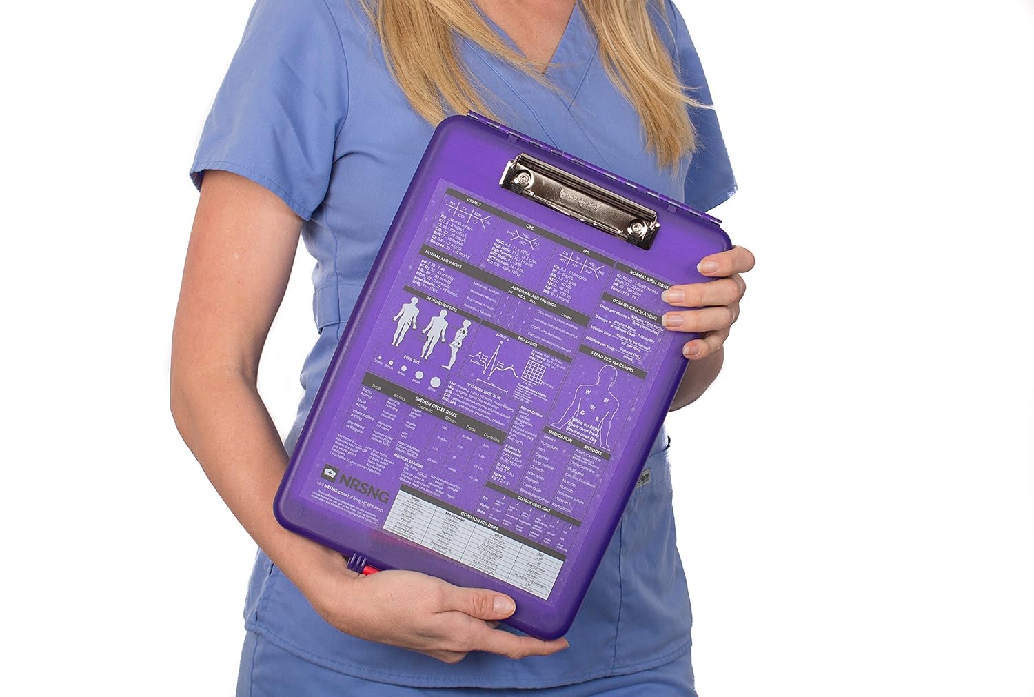Nursing Clipboard With Storage And Quick Medical References Created By Nrsng For Student Nurses And Nurses Purple Amazon In Office Products