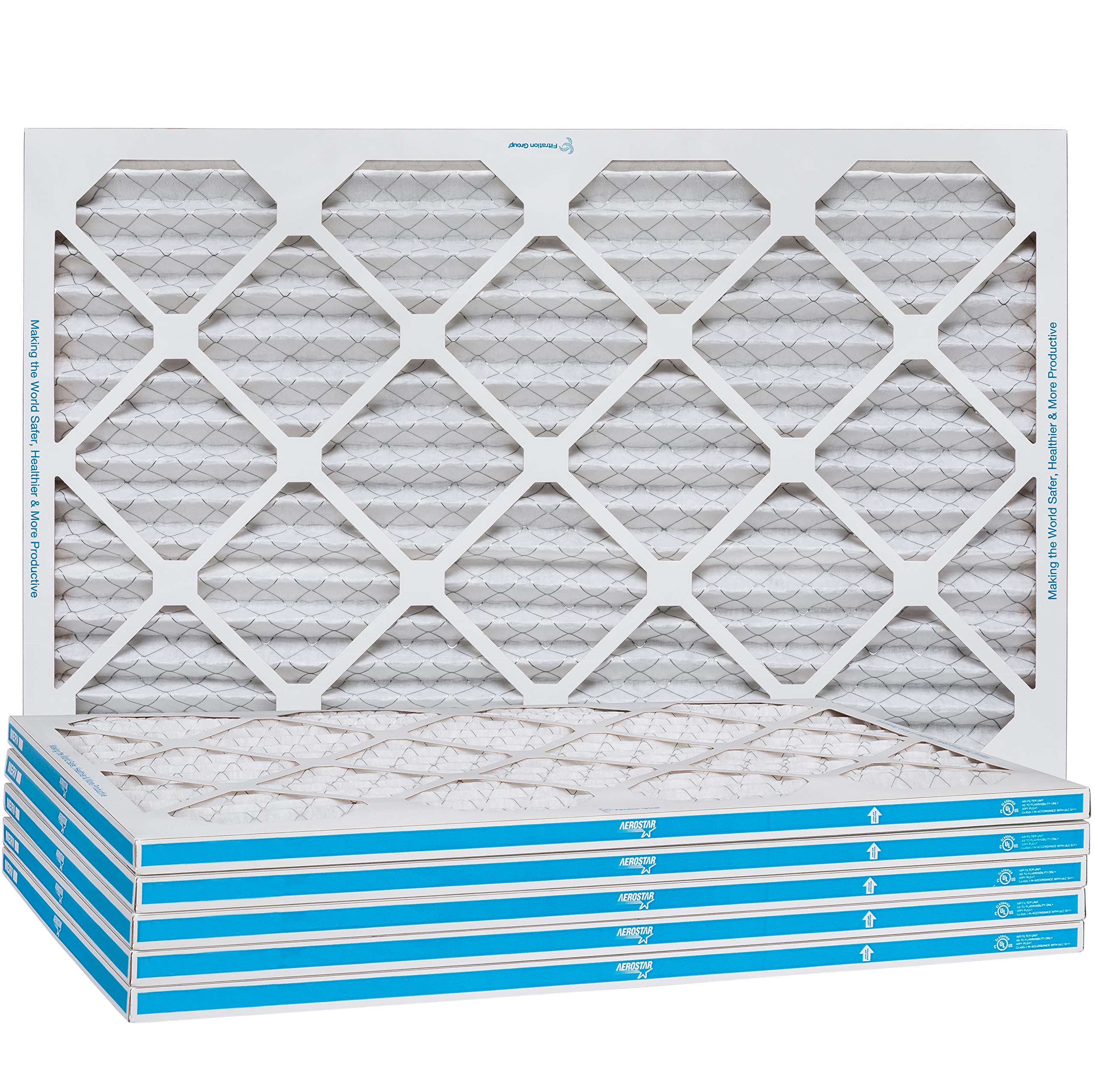 Aerostar Allergen & Pet Dander 16x24x1 MERV 11 Pleated Air Filter, Made in the USA, 6-Pack