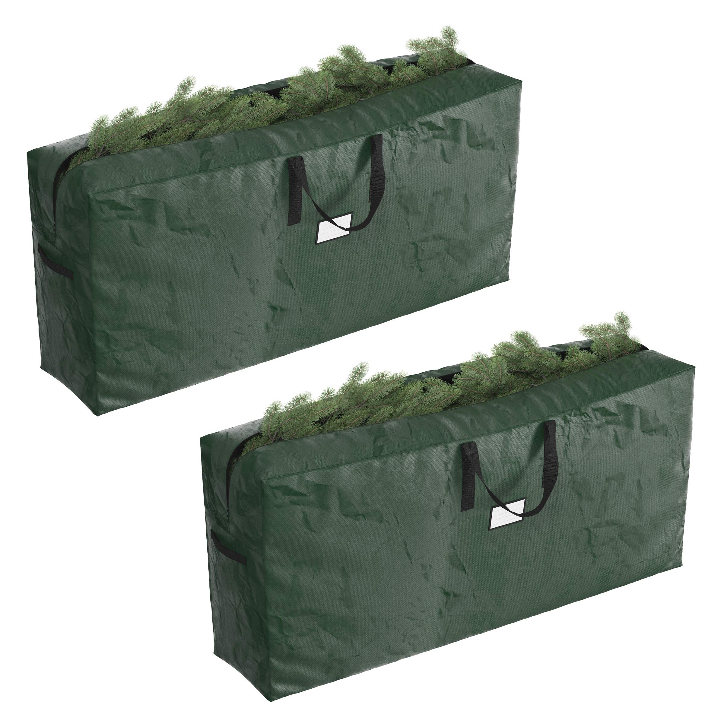 Christmas Tree Storage Bags - Set of 2 Extra-Large Holiday Decoration Totes for Disassembled 9-Foot Artificial Trees and Garlands by Elf Stor (Green)