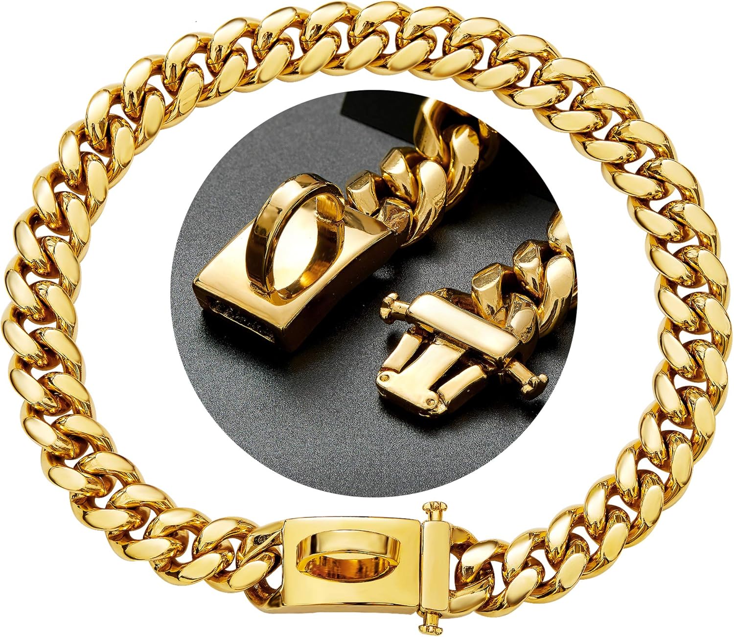 Gold Dog Chain Collar Walking Metal Choke Collar with