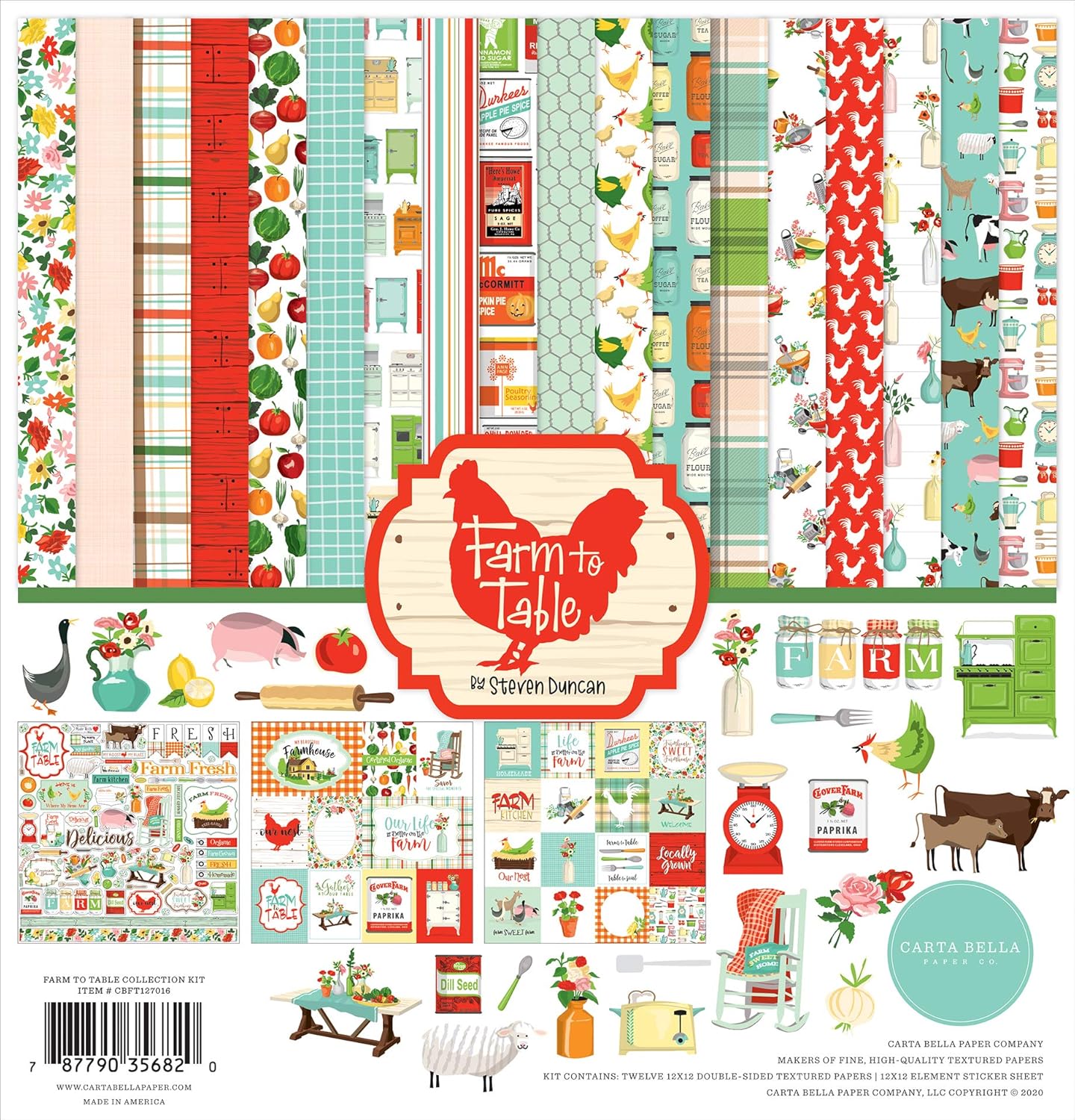 Carta Bella Paper Company Farm to Table Collection Kit Paper, 12-x-12-Inch