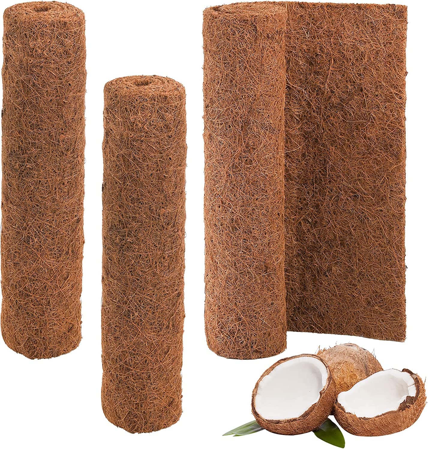 YOUEON 3Pcs Coconut Coir Liner Sheets 100 x 40 cm Coco Liner Roll Thick and Sturdy Coconut Fiber Mat Insulation Coconut Mat for Flowerpot Basket Gardening Pots Carpet Decor and More