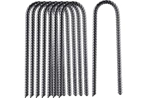 VASGOR 16” Extra Heavy Duty Trampoline Anchor Rebar Stakes U Shape, 1/2" Diameter Black Powder Coated Rebar Steel - Set of 8 Ground Anchors for Camping Tent - Garden Staples – Sharp End
