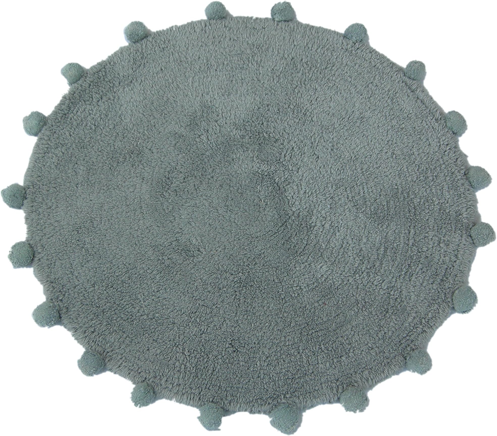 IAE Rev. Round Bath Rug with POM POM (SILVER)