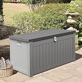 SunTime Ontario 190L Outdoor Storage Box Grey Plastic Garden Furniture Cushion view 2