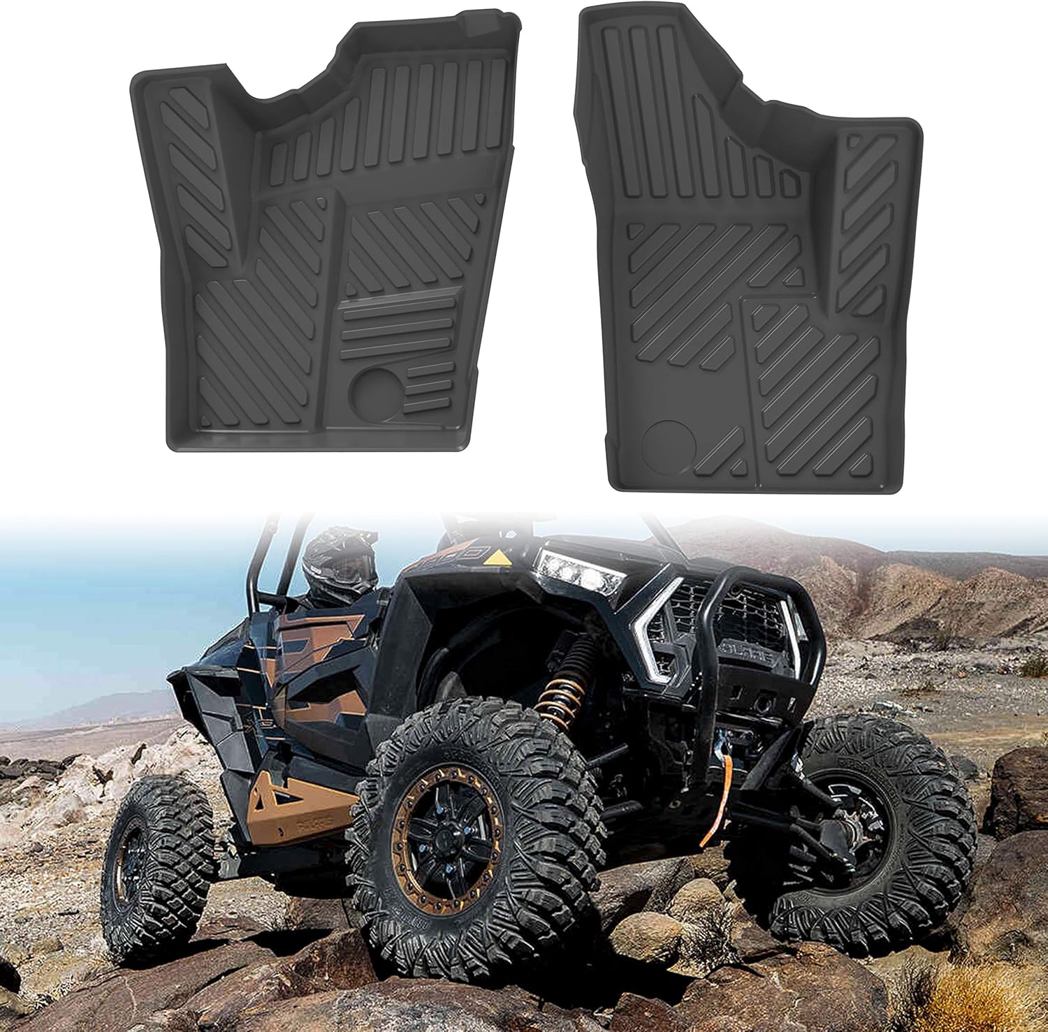 SAUTVS RZR TPE Front Floor Mats, Front Row Floor Liners All