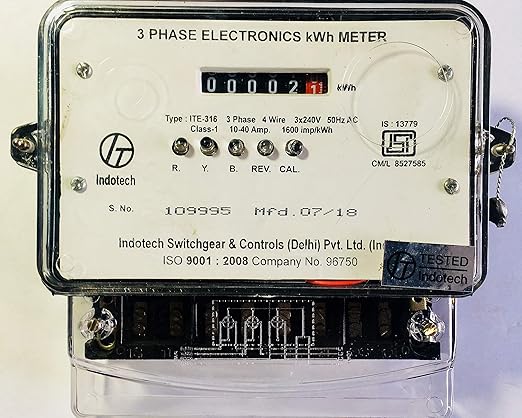 Indotech Three Phase Counter Energy Sub Meter 10-40 Amp