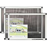 Fenestrelle Expandable Window Screen, 15&Prime; H &times; 21&Prime;&ndash;40&Prime; W Horizontal, 2-Pack | 2‑Way Adjustable Window Screen, Flame Resistant Fiberglass Mesh, Durable Aluminum Frame with Built-In Weatherstrip