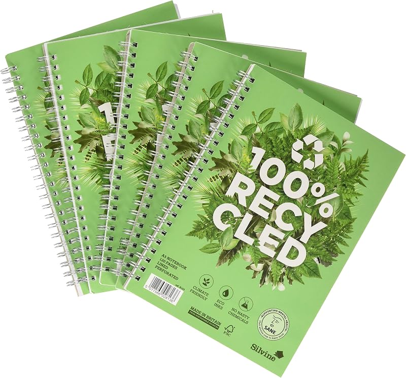Silvine Premium Recycled A5 Notebook 120pp 80gsm 5 Pack R103