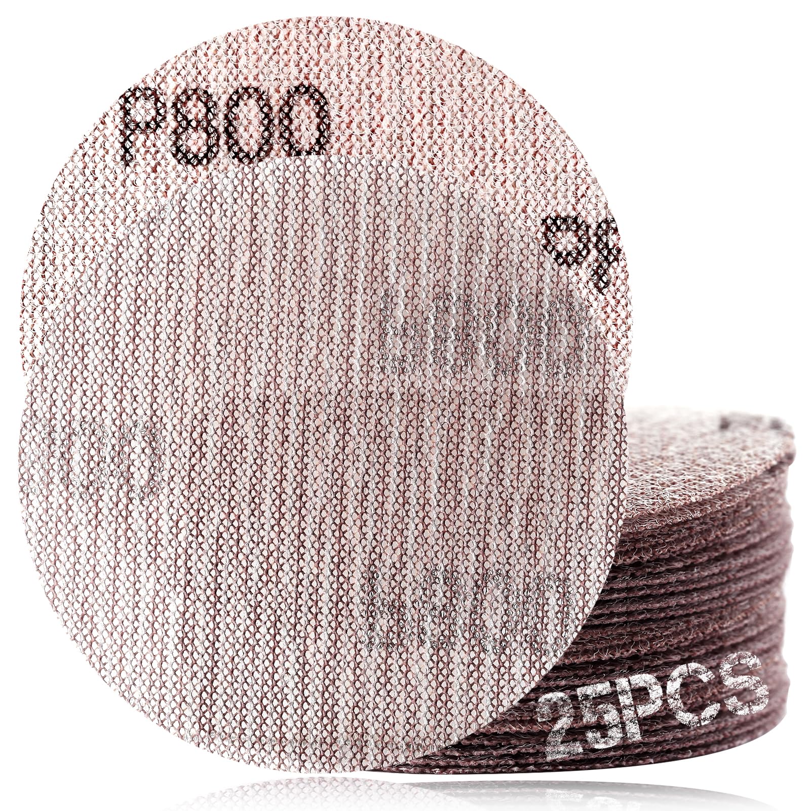 SPEEDWOX 3-Inch 800 Grit Mesh Abrasive Dust Free Sanding Discs, Virtually Dust-Free, Box of 25 Discs, Sanding Discs Hook And Loop For Metal, Wood, Composites, Stock Removal, And Fine Finishing