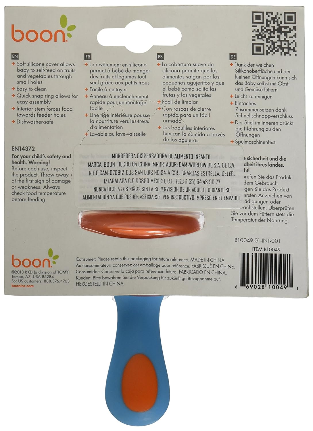 Boon Blue Orange Pulp Silicone Fresh Food Baby Teething Feeder