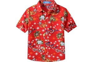 SSLR Big Boys' Santa Claus Party Tropical Ugly Hawaiian Christmas Shirts