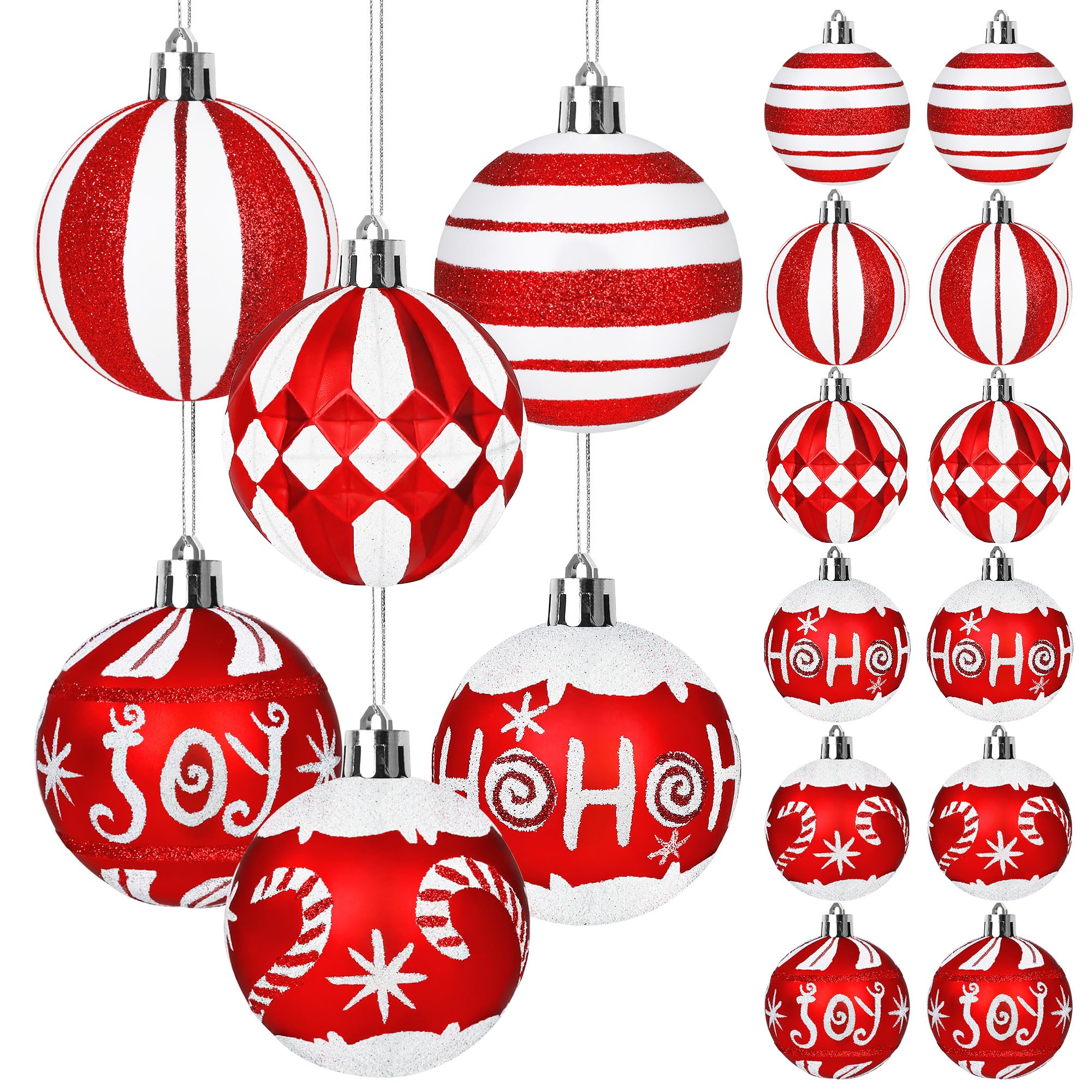 Photo 1 of * a few are broken*
24 Pcs Christmas Ball Ornaments, 2.36 Inch Glitter Red and White Candy Cane Christmas Tree Ornaments Set Shatterproof Plastic Hanging Baubles for Xmas Tree Home Holiday Party Decorations
