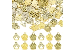 COGCHARGER 150 Pcs 3 Styles Dog Paw Print Charms for Jewelry Making Bulk Cute Animal Metal Charms Pendants for Keychain Earri
