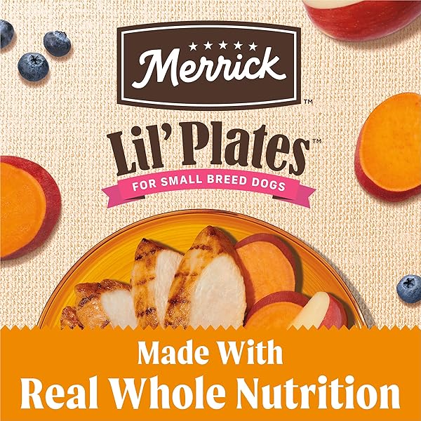 MERRICK LIL’ PLATES PREMIUM GRAIN FREE DRY DOG FOOD FOR SMALL DOGS, REAL CHICKEN AND SWEET POTATO KIBBLE – 4.0 LB. BAG