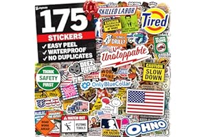 JOYOUSA Funny Hard Hat Stickers for Men - 175pcs - Hard Hat Accessories for Men - Blue Collar, Construction, Helmet, Laptop, Water Bottle, Cars, Tool Box Accessories - Cool Stickers for Adults