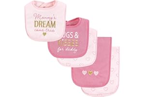 Hudson Baby Unisex Baby Cotton Terry Bib and Burp Cloth Set, Mom Dad Dream, One Size