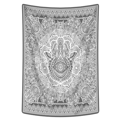 Dekoration Fatima Hamsa Hand Tapestry Mandala Black And White Wall
