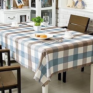 OstepDecor Waterproof Tablecloth 60 x 60 Inches Polyester Decorative Table Top Cover for Kitchen Dining Room End Table Protection, Square, Blue