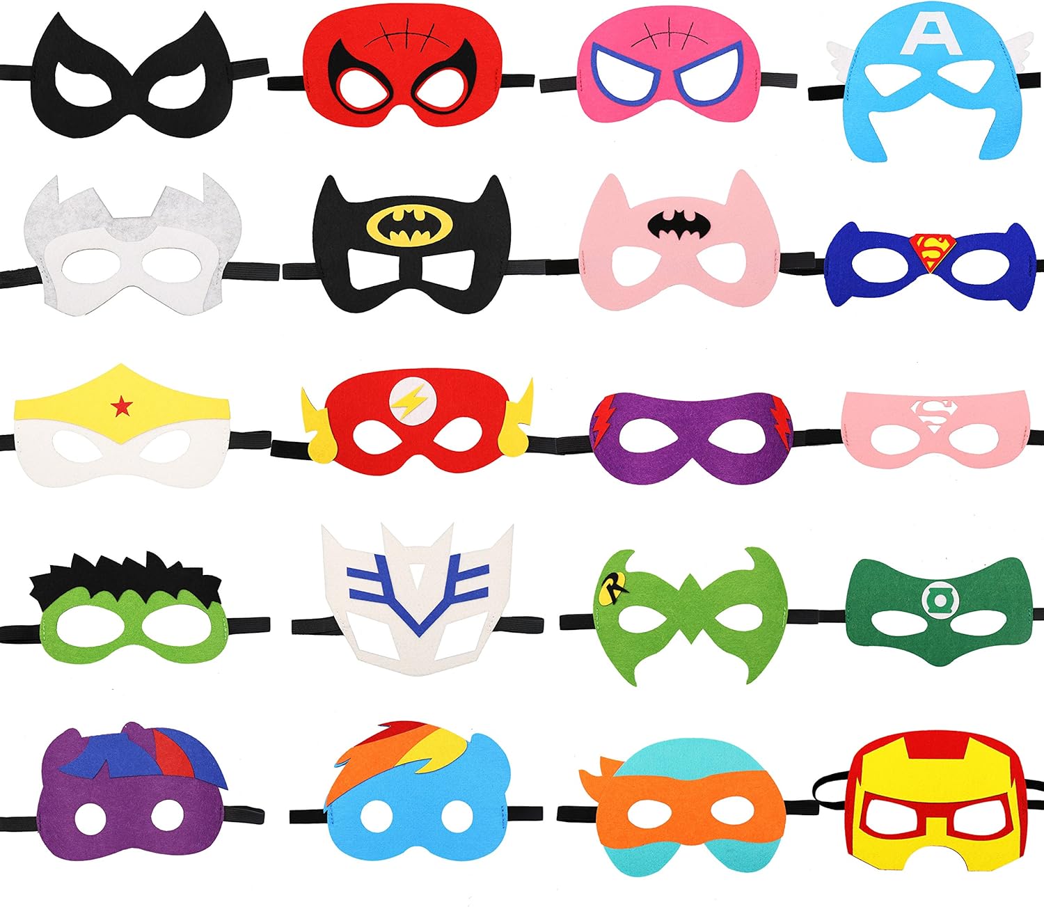 Cartoon Felt Masks 20 pcs Cosplay Character Soft Mask Party Favor Supplies for Kids Boys or Girls