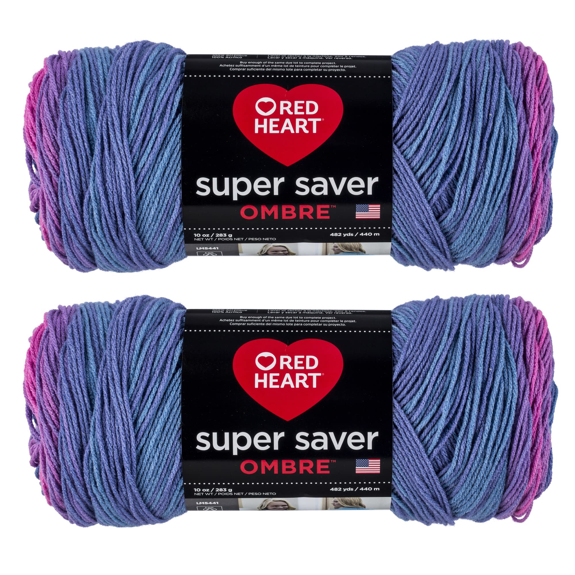 Red Heart Super Saver Jumbo Sweet Treat Ombre Yarn - 2 Pack of 283g/10oz - Acrylic - 4 Medium (Worsted) - 482 Yards - Knitting/Crochet — image 1