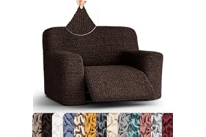 PAULATO BY GA.I.CO. Extra Large Recliner Cover - Oversized Recliner Chair Cover - Washable Fabric Slipcover - 1-Piece Form Fit Stretch Furniture Protector - Microfibra - Dark Brown (Recliner Cover)