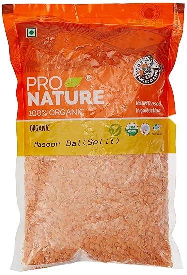 Pro Nature 100% Organic Masoor Dal Split, 500g