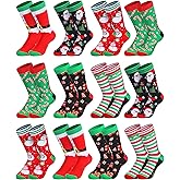 Jeere 12 Pairs Bulk Christmas Socks for Adults Holiday Crew Socks Christmas Gifts for Women Men Novelty Unisex Xmas Cotton Socks for Christmas Socks Stuffers Coworkers Employees Gifts